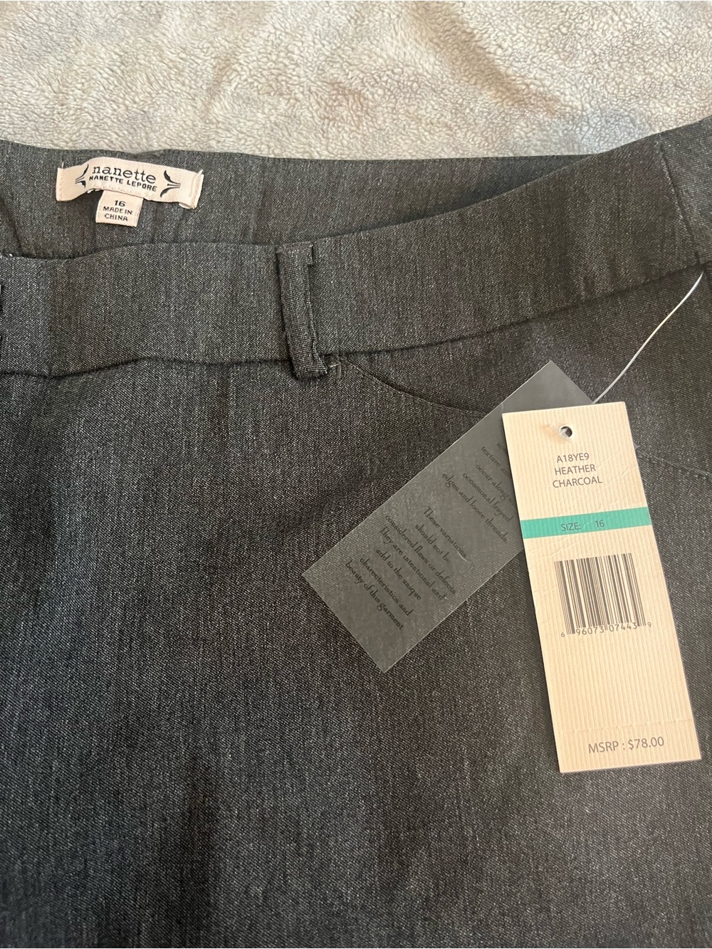 Nanette Lepore Heather Charcoal Straight Dress Pant - Dark Gray